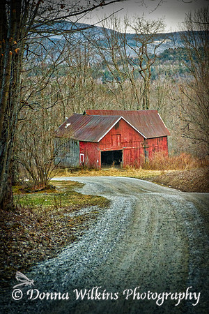 "Red Barn On A Dirt Road"